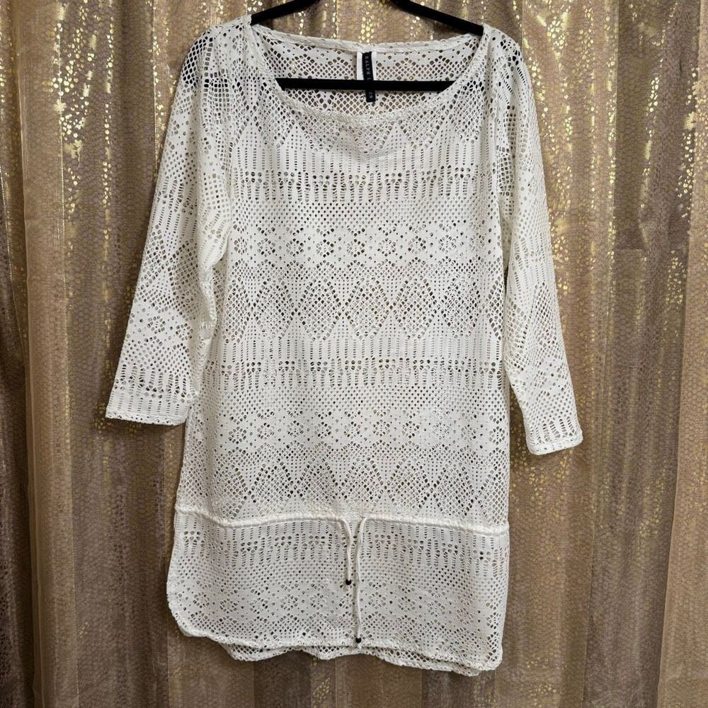Ralph Lauren Black Label White Open Knit Swim Beach Pool Cover-Up Large